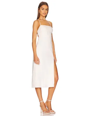NWT ASTR The Label Brayden White Linen Blend Midi Dress Bridal Shower, Medium thumbnail 3