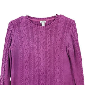 LL Bean Purple Double L Mixed Cable Cotton Crew Neck Pullover Sweater Size XS thumbnail 4