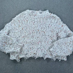 POL Confetti Distressed Fringe Chenille Sweater Size Large Boxy Cropped Knit thumbnail 9