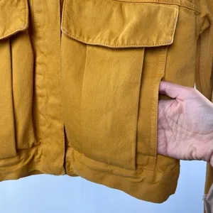 Zara Cropped Boxy‎ Denim Jean Jacket in Yellow Size Small thumbnail 3