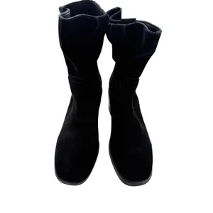 Steve Madden Romney Black Suede Block Heel Square Toe Western Boots Size 6M NEW thumbnail 4