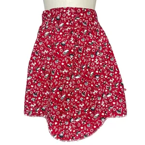 Vintage Half Apron Folk Art Print‎ Hostess Bow Ric-Rac Trim Cottagecore Handmade thumbnail 2