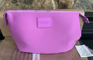 Free People Beauty & Wellness Makeup Bag Purple Zipper Cosmetic Travel Pouch thumbnail 1