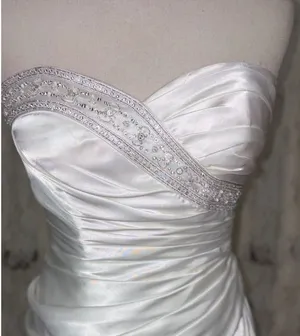 Beautiful David’s Bridal Satin Sheath Wedding Gown thumbnail 1