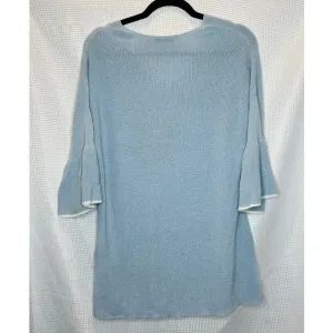 Womens Ost V-Neck Pullover Sweater Bell‎ Sleeve Light Blue Mature Modest SIZe XL thumbnail 2