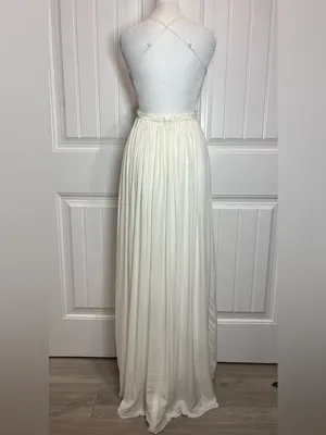 Forever 21 White Pleated Maxi Dress with Lace Trim thumbnail 2