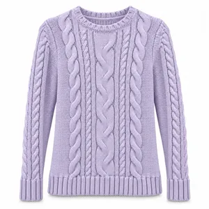 LL Bean Lilac Purple Double L Mixed Cable Crew Neck Pullover Cotton Sweater XS thumbnail 11