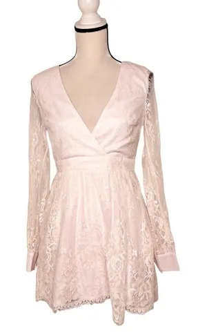 Lulus Lace Blush Pink Mini Dress Sz M thumbnail 1