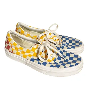 Vans OTW Womens 7.5‎ Primary Checker Blue Yellow Low Top Lace Shoes Sneakers thumbnail 3