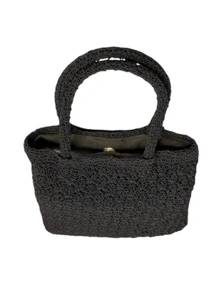 Express Paris 𖣴 Top Handle Woven Crochet Mini Handbag Bag 𖤗 Espresso Brown 𖤗 thumbnail 5