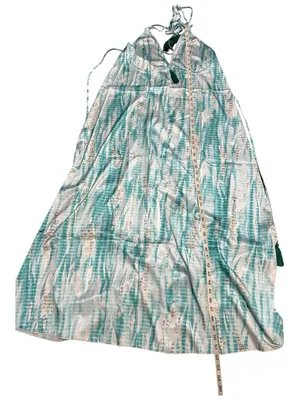 Seafoam Halter Maxi Dress - Flowing Aqua & White Print thumbnail 11