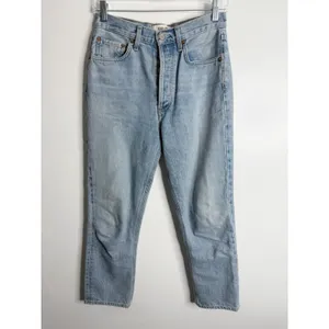 Agolde Riley‎ High Rise Crop Straight Jeans Renewal Blue Size 26 Minimalist thumbnail 2
