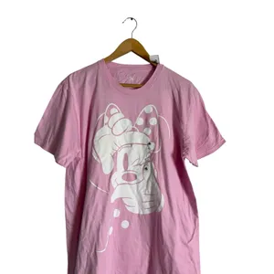 Disney Pink White Minnie Mouse Winking Short Sleeve Cotton Graphic T-Shirt Large thumbnail 3