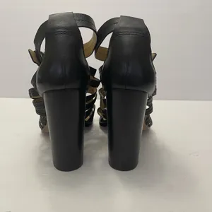 Coach Ginny‎ Gladiator Black Leather Heels Sandals Womens 9.5 B Strappy Studded thumbnail 4