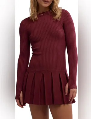 Free People Emmy Mini Dress in Aged Red Medium thumbnail 1