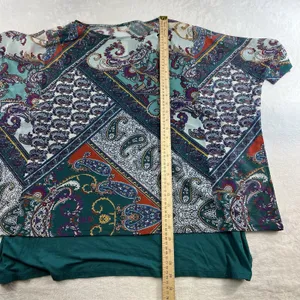 Chicos 3 US XL Overlay Tee Knit Top Multicolor Paisley 3/4 Sleeve Boho Layered‎ thumbnail 11