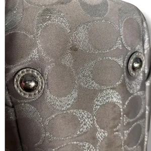 COACH SoHo Signature C Metallic Silver Jacquard Leather Trim Tote Shoulder Bag thumbnail 6