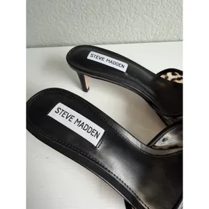 Steve Madden Palomah Leopard Clear Strap Mule Heels Women's 8 New NWOB thumbnail 2