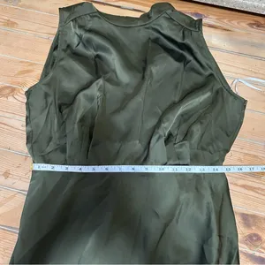 Lulus Classic Elegance Olive Satin Sleeveless Mock Neck Maxi Dress thumbnail 7