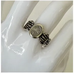 Silver tone clear stone ring thumbnail 2