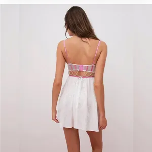 For Love And Lemons White Chemise with Pink Lace thumbnail 3