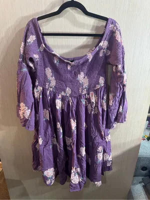 Women’s Torrid Purple Floral Smocked Peasant Dress Size 1X NWT thumbnail 1
