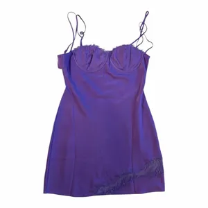 ✨Meshki Joslyn Satin Lace Slip Mini Purple Sz XL Dress✨ thumbnail 7