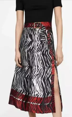 Zara black and white zebra print skirt thumbnail 1