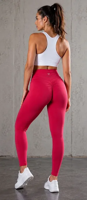 Red Athletic Leggings Scrunch Booty High Waist Sz M Gym Yoga Running Workout thumbnail 1