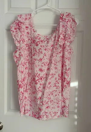 Boutique Top white and pink Size L thumbnail 1