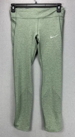 Nike Dri Fit 3/4 Length Compression Tights Pants Women's Large Green Running Gym thumbnail 1