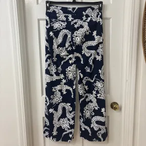 Lilly Pulitzer Chinese Dragon Wide Leg Resort Pants Sz 2 Cruise Palm Beach RARE thumbnail 3
