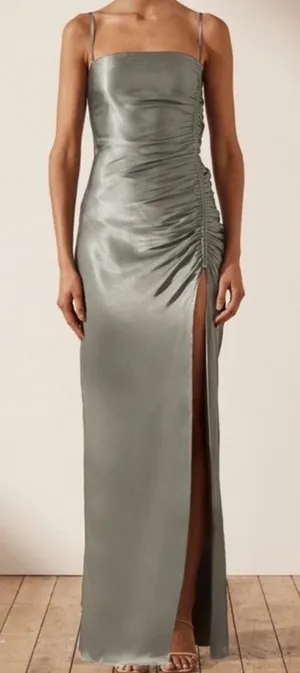 NWT Shona Joy La Lune Ruched Maxi Dress Sage Green Size 4 thumbnail 1