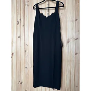 NWT Lulus Fabulous Desires Black Scalloped Bodycon Midi Dress Party Night Out XL thumbnail 2