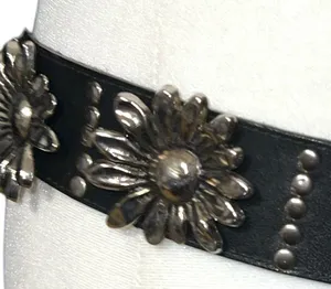Cute black belt with silver studded detailing, cute silver metal flowers too thumbnail 5