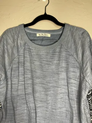 We the Free Jordan Knit Blue Colorblock‎ Boho Sweater thumbnail 4