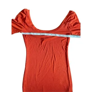 Anthropologie Saturday Sunday Stretchy Soft Knit Orange Red Tee‎ Shirt Sz XS thumbnail 3