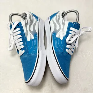 Vans Suede Old skool flame shoes flat Mediterranian‎ Blue Size M 6.5 / W 8 thumbnail 4