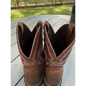Justin Boots Gypsy Women’s Western Cowgirl Boots Brown Pink Stitching L9903 Size 7B thumbnail 10