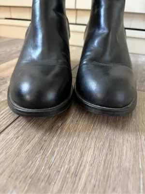 Cato Black Women's Leather Block Heel Ankle Boots thumbnail 5