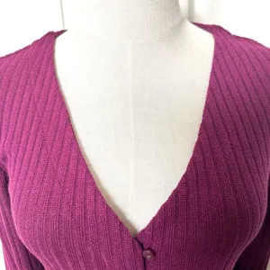 Anthropologie Maeve plum metallic cardigan thumbnail 5