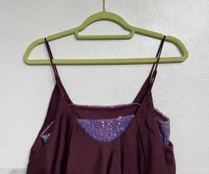 Free People Purple Sequin Turn It On Satin Cami Sz S thumbnail 8