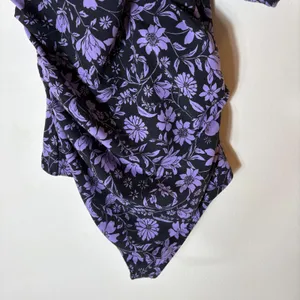 Intimately Free‎ People One Shoulder Floral Bodysuit Purple Size Medium thumbnail 3