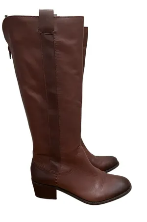 Arturo Chiang Leather Knee High Block Heel Riding Boots Brown Women’s Size 7.5 thumbnail 1