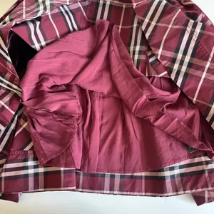 Anthropologie Maeve Burgundy Tartan Plaid Puff Sleeve Mini Dress Women’s Small thumbnail 8