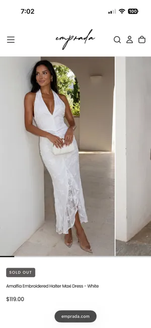 Emprada Halter Neck White Dress thumbnail 2