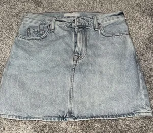 7 For All Mankind Light Blue Denim Mini Skirt Size 26 thumbnail 1
