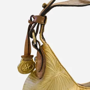 Brahmin Tan Tahiti Palm leaf and Crocodile embossed Shoulder Bag Rare Htf thumbnail 4
