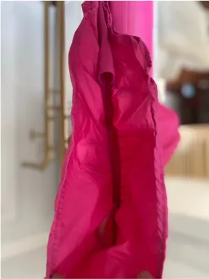Crown & Ivy Hot Pink Mini Dress Puff Sleeve Preppy Quiet Luxury Barbie Vaca Boho thumbnail 5