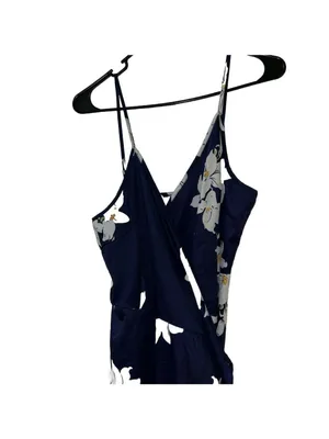 Floral Mesh Maxi Dress Size M Halter Asymmetrical Fairy thumbnail 2